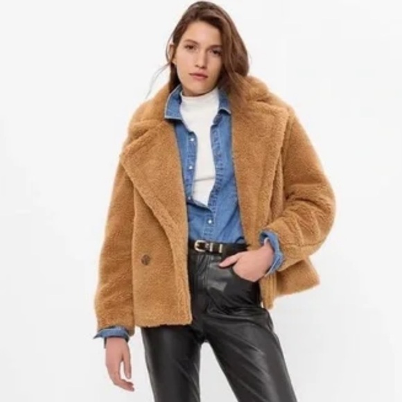 GAP Jackets & Blazers - GAP l Sherpa Moto Jacket Holiday Brown Comfy Teddy Bear Fall Coat 2X Plu…